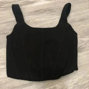 Aritzia Wilfred Natalie knit ribbed Square Neck bustier top in Black size‎ L